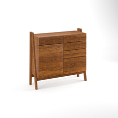 modern minimal furniture with white background studio style, its mixer of different wooden vs concrete textures, some are wire-frame furniture some are good quality pink furniture