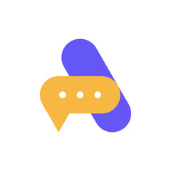 Letter A chat bubble logo template