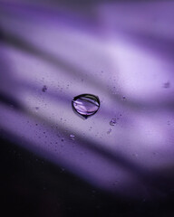 drop of water on purple glass floor 
