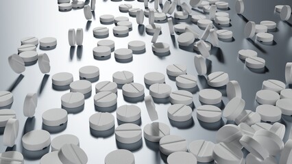 Obraz premium Medical preparations of white pills. 