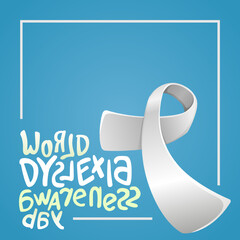 World Dyslexia Awareness Day Silver Ribbon Concept - obrazy, fototapety, plakaty