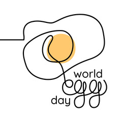 World Egg Day Minimalist Banner. Continous Line Drawing