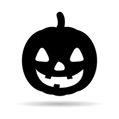 Pumpkin Halloween icon vector shadow. October celebration flat silhouette illustration isolated design