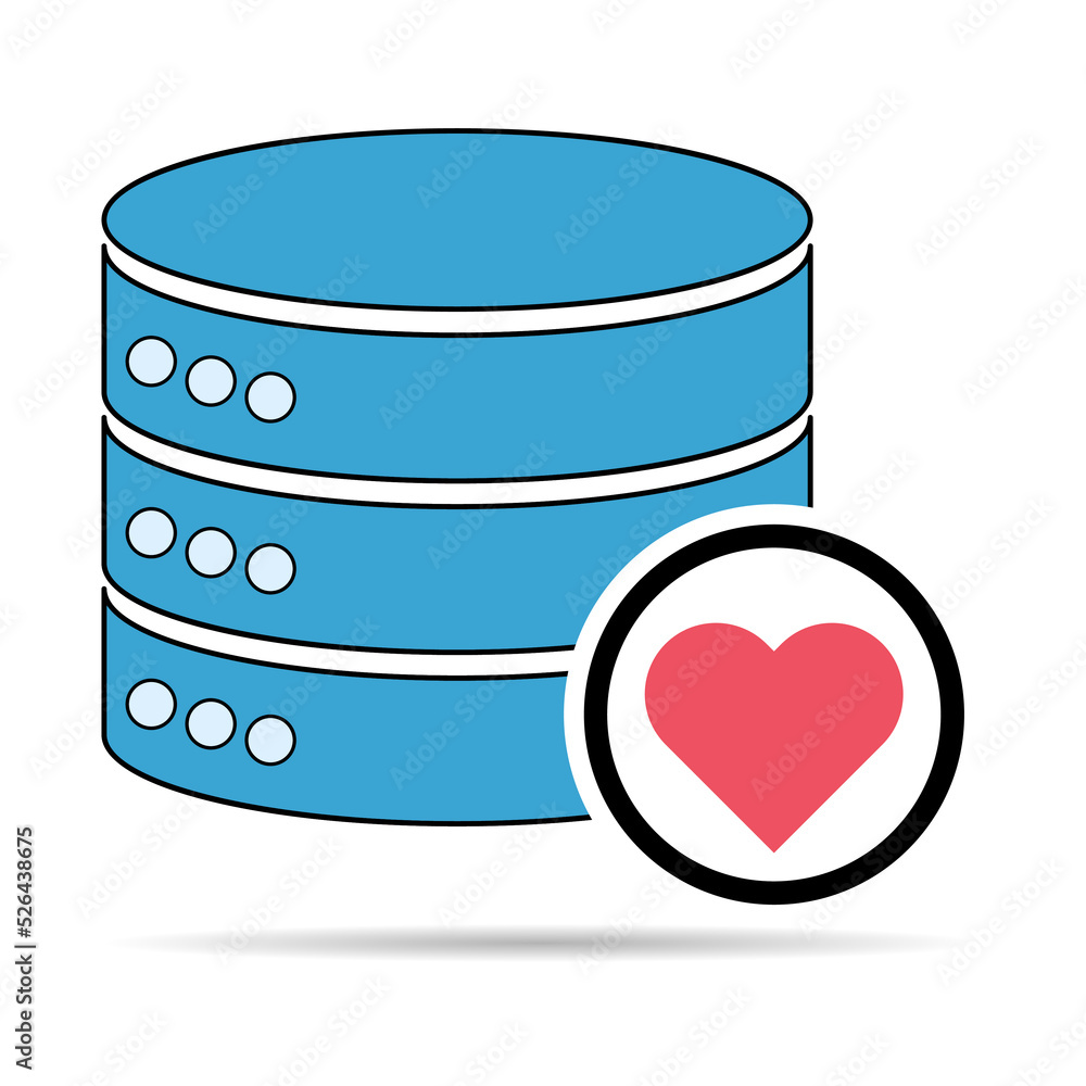 Poster database storage icon with shadow, internet network server cloud data symbol, connection system vect