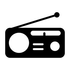 Retro radio station icon, flat isolated music sound media button, web vector illustration