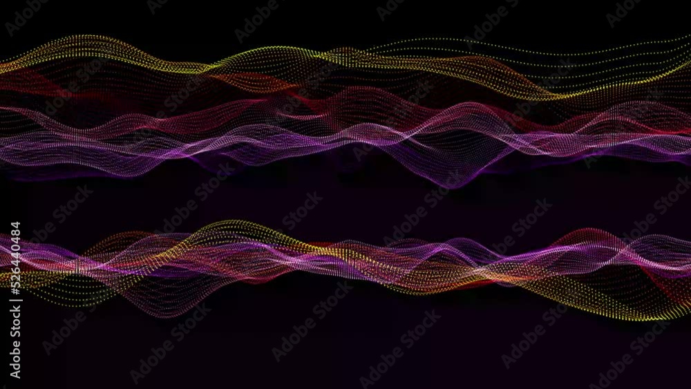 Poster technology digital particle wave motion background.