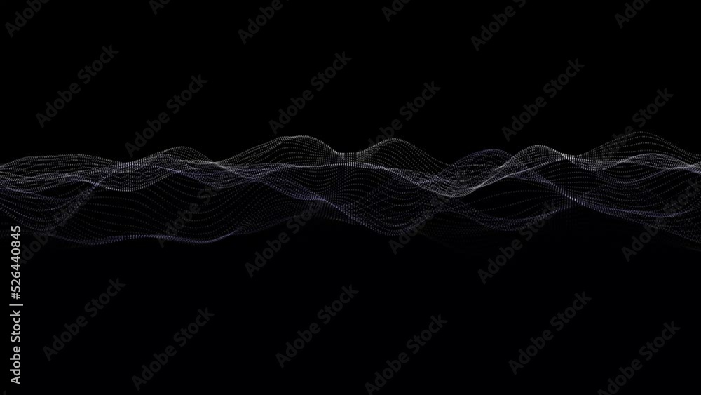Poster technology digital particle wave motion background.