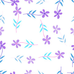 Fototapeta na wymiar Doodle ditsy flowers seamless pattern. Cute chamomile print. Floral ornament. Pretty botanical backdrop