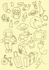 Girly doodle set of hand draw vector.