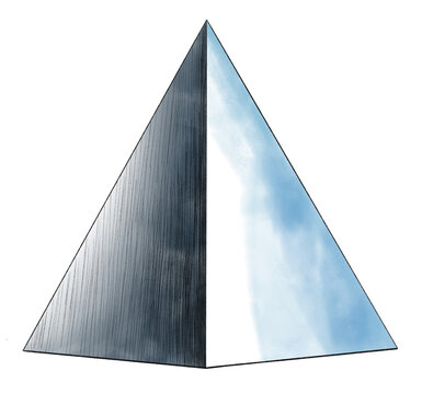 Pyramid. Leonardo da Vinci painting. Digital art. Illustration. Art print for interior, education, graphic design, digital screens. High quality image.