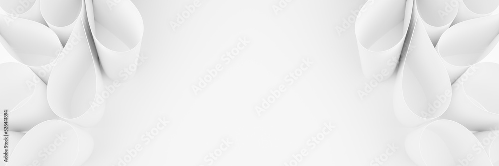 Poster white abstract banner for website mockup with paper water drops as decorative frame with copy space 