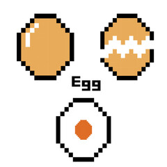 boiled egg pixel art half egg full egg 8 bit pixel food vector illustration