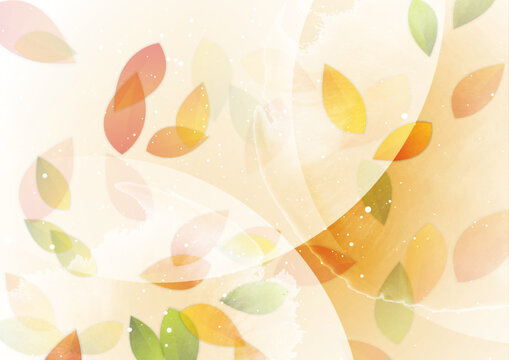 Grunge watercolor blot texture and autumn leaves abstract backgroud. Vector design
