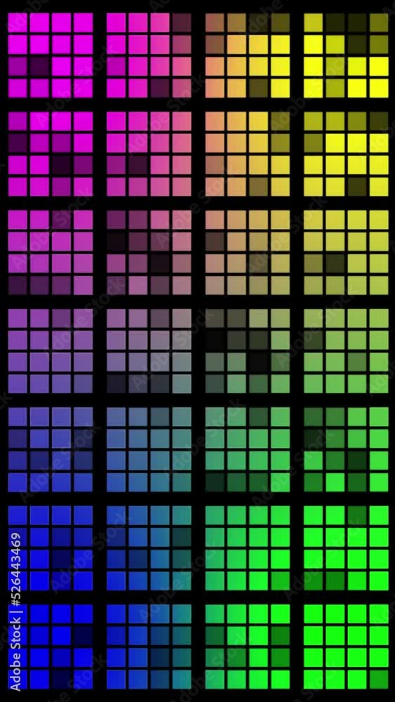 Poster abstract animated background with light show - square elements with changing colors - endless loop -