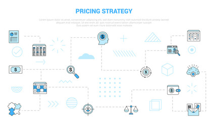pricing strategy concept with icon set template banner with modern blue color style