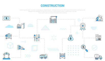 Fototapeta na wymiar construction concept with icon set template banner with modern blue color style