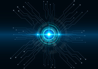 Blue circle and circuit line technology abstract technology innovation concept vector background