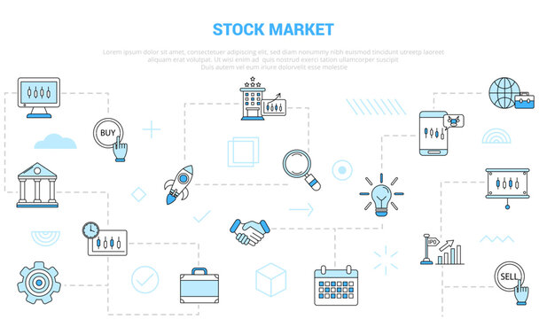 stock market concept with icon set template banner with modern blue color style