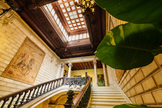 escalera de honor,planta noble del ayuntamiento de Palma, plaza de Cort, Palma, mallorca, islas baleares, Spain, europa