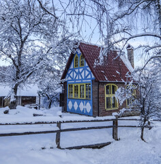 old house in the snow