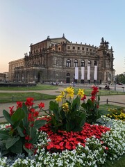 Fototapeta na wymiar Dresden, Germany: Zwinger is the citadel of the best museums in Dresden. Theatre on the square in Dresden. Monument to King John of Saxony, Germany in a beautiful summer day