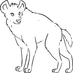 Hyena cartoon icon. Wild animal outline comic style image. Hand drawn isolated lineart image for prints, designs, cards. Web and mobile
