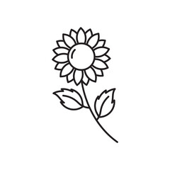 Sun Flower line art farming icon design template vector illustration