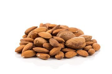 Almonds on a white background