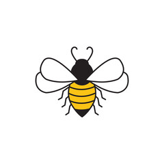 Bee line art icon design template vector illustration