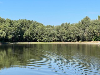 Obraz na płótnie Canvas Lake Veliki Sakadas and floodplain forests, Kopacki rit Nature Park - Kopacevo, Croatia (Jezero Veliki Sakadaš i poplavne šume, Park prirode Kopački rit - Kopačevo, Hrvatska)