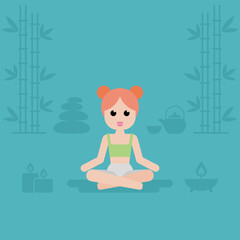 Young woman doing yoga exercise. Woman in sportswear. Vector illustration in a flat style