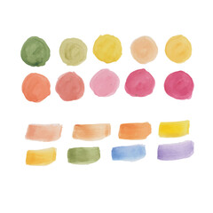 Watercolor hand-painted color full button textures set
