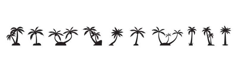 Palm Tree silhouette icon set design template vector illustration