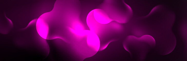 Glowing neon lights abstract shapes composition. Magic energy concept. Template for wallpaper, banner, background or landing