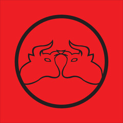 Two bull animal circle logo 