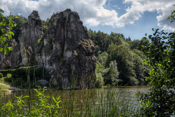 Natural and cultural monument Externsteine in the Teutoburg Forest in Germany