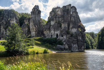 Fototapeta na wymiar Natural and cultural monument Externsteine in the Teutoburg Forest in Germany
