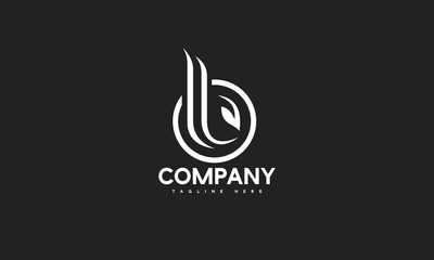 minimal leaf letter B logo template