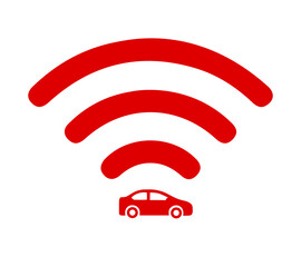 Car WiFi icon or logo. A WiFi signal on a car. Wifi function Logo Design Element. Creative concept for ads. Vector on a white background. illustrator 10 EPS.