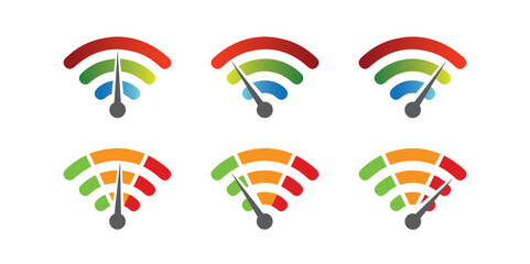 Wifi speed Logo Design Element set. wi-fi speed icon. vector on a white background.10EPS. speed test.