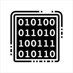 Binary Code Icon, Base 2, Two Digit 1, 0 Numeric System Computer Processor Instruction, Data System, True False Boolean Logic