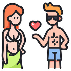Flirt at the beach icon