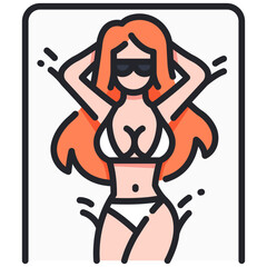 women sunbathe icon