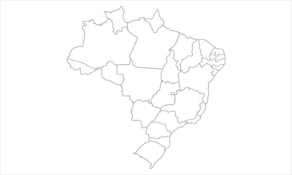 white background of Brazil map with line art design