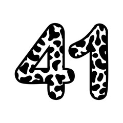 41, Number forty one With figures leopard print, panther skin 