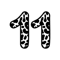 11, Number eleven With figures leopard print, panther skin 