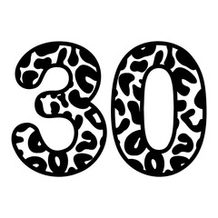 30, Number thirty With figures leopard print, panther skin 