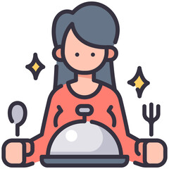 women client and meal icon