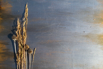ears of wheat on a wooden background