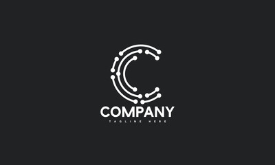 Fototapeta na wymiar minimal digital letter C logo template